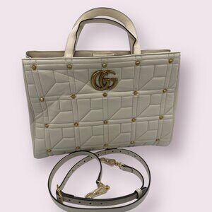 Gucci GG Marmont Studded Matelasse Leather Tote with shoulder strap
